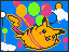 pikachu flying with balloons